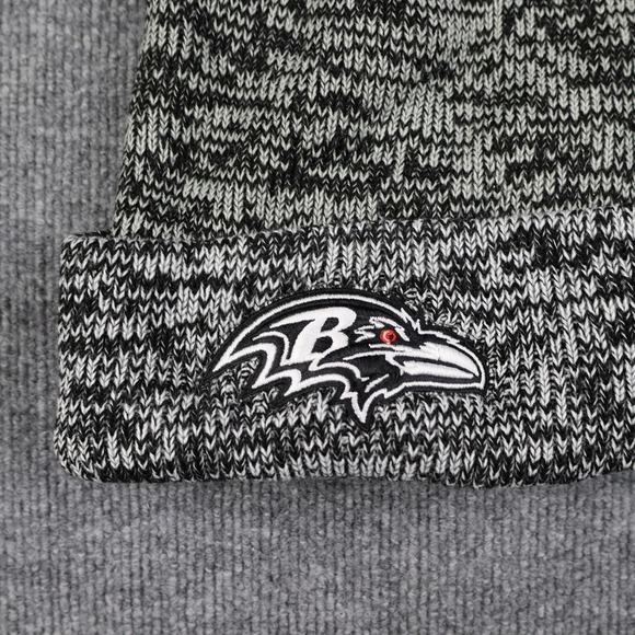 Baltimore Ravens Hat Beanie Mens One Size Black Gray NFL Football Cuffed Pom - Picture 2 of 9